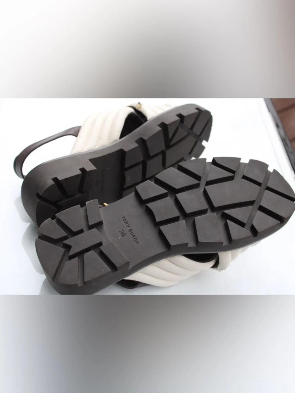 Tory Burch Quilted Leather Crisscross Slingback Lug Sandals